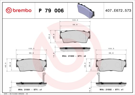 A.B.S. P 79 006 BREMBO Bremsbelagsatz, Scheibenbremse